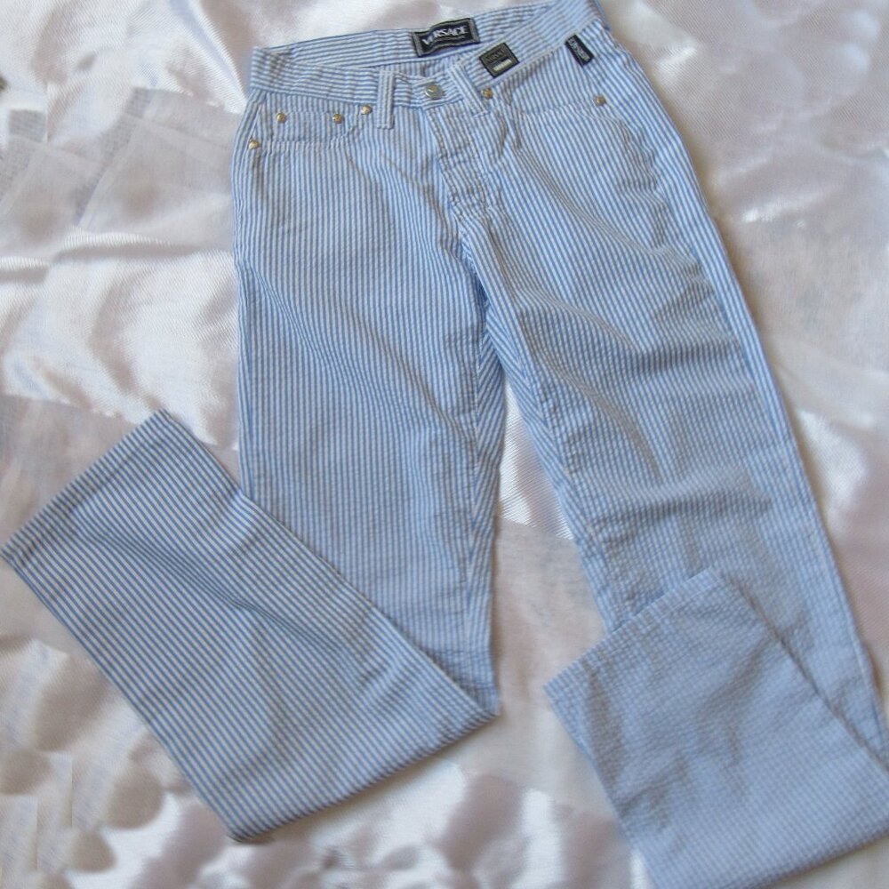 Versace Jeans Couture  Women Pants Trousers Size 26 /S (40IT),White/Blue